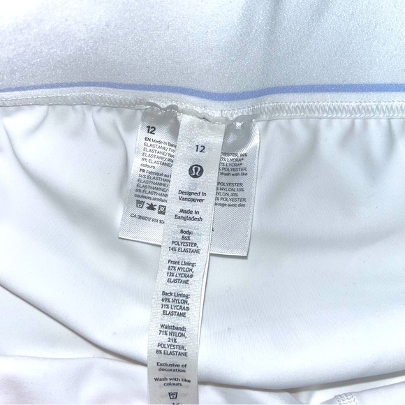 Lululemon Court Rival High Rise Skirt White Size 12 - Picture 8 of 9